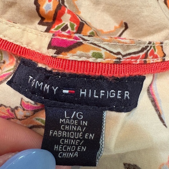 Tommy Hilfiger Pink and Cream Paisley Midi Dress size L with tie waist - Picture 3 of 13